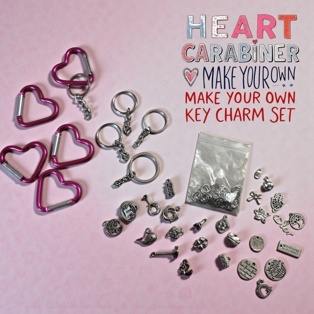 Heart Carabiner Key Charm Set-5 Key Charm Set